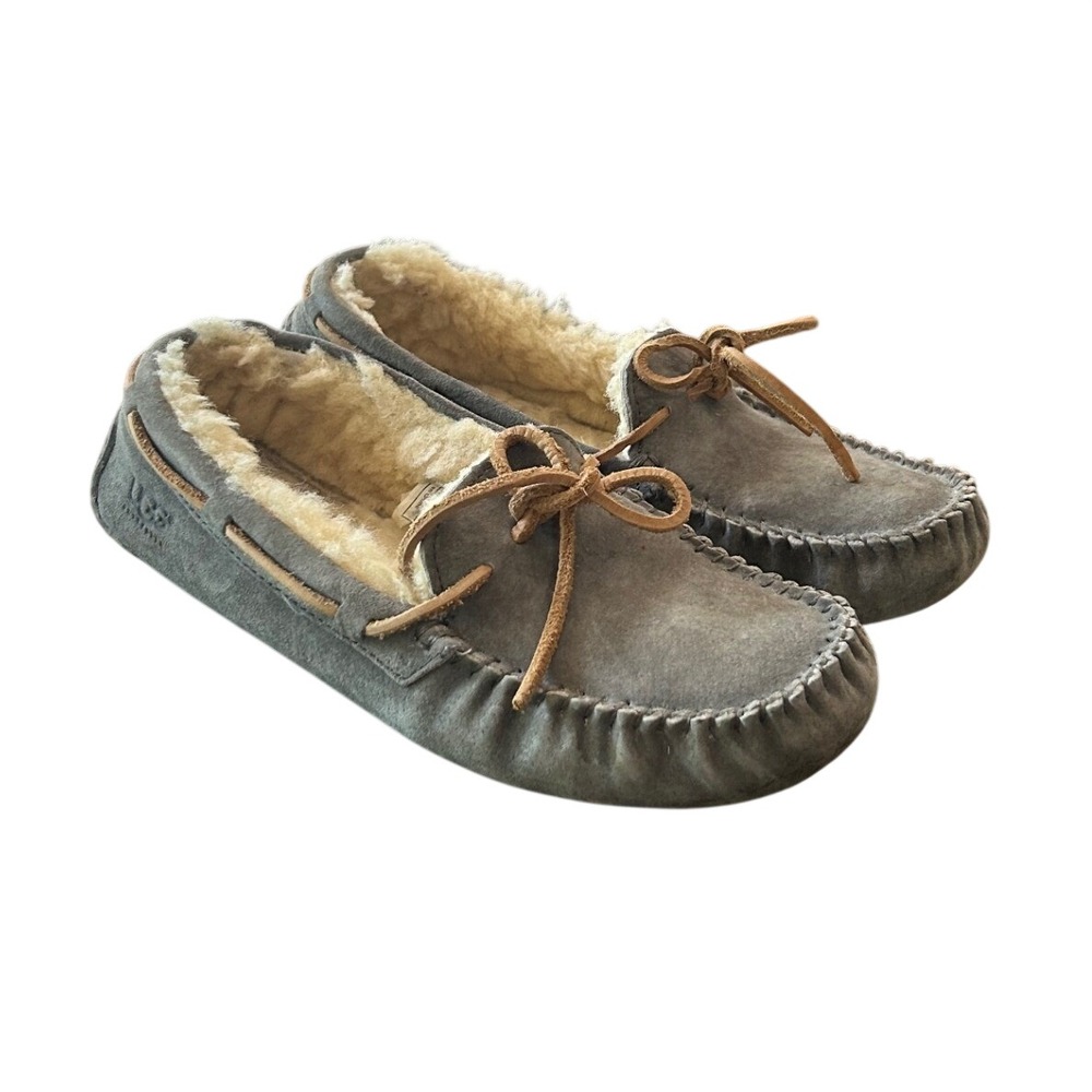 UGG Dakota Slipper 8 Slate Grey Suede Wool Lined Moccasin S/N 5612 Winter Cozy